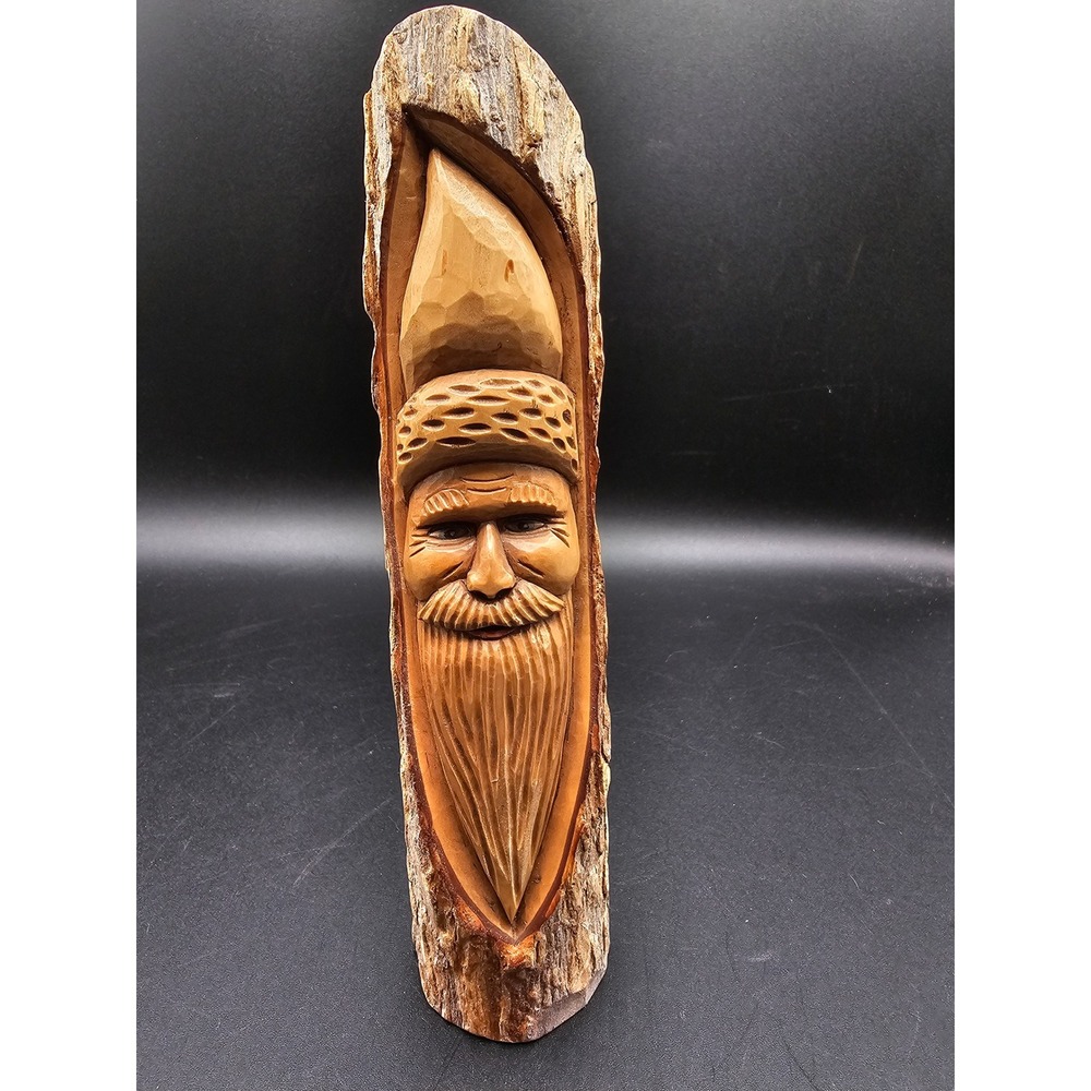 Ray Schmans 2001 Hand Carved Wood Spirit Sculpture Signed Folk Art 8.5 Inch AB